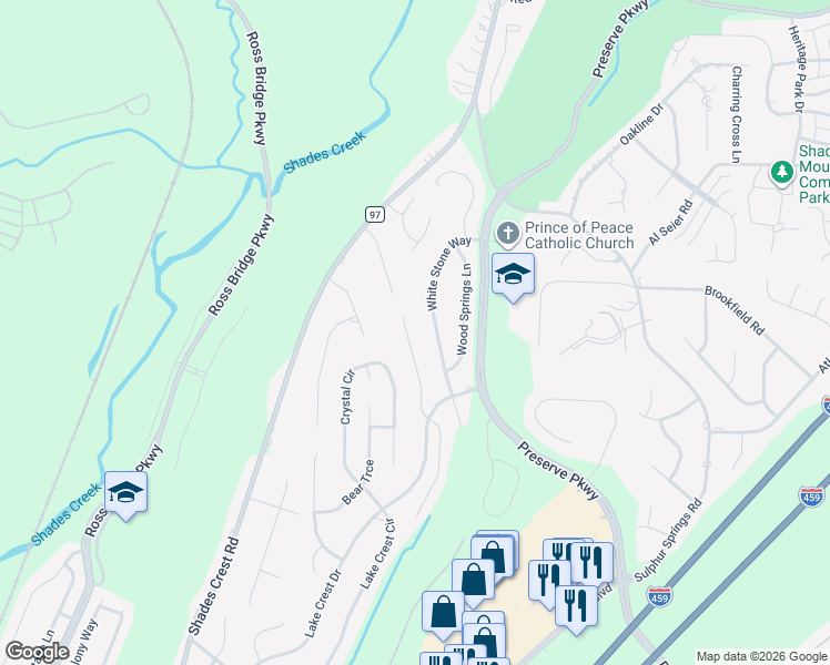 map of restaurants, bars, coffee shops, grocery stores, and more near 616 Flag Circle in Birmingham