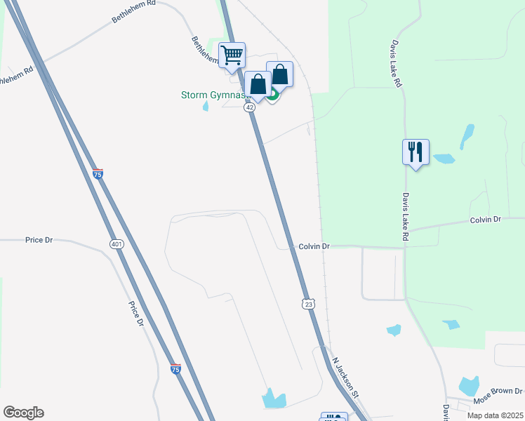 map of restaurants, bars, coffee shops, grocery stores, and more near 2930 U.S. 23 in Locust Grove