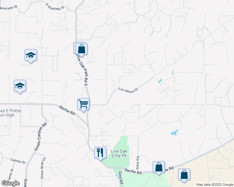 map of restaurants, bars, coffee shops, grocery stores, and more near 2749 Los Alisos Drive in Fallbrook
