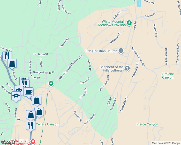 map of restaurants, bars, coffee shops, grocery stores, and more near 307 Granite Drive in Ruidoso