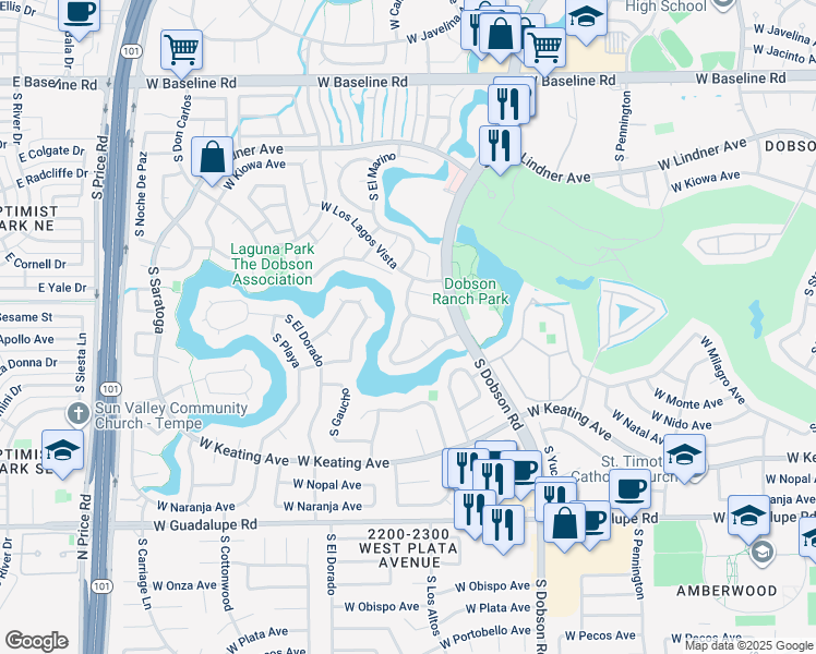 map of restaurants, bars, coffee shops, grocery stores, and more near 2425 S Los Altos in Mesa