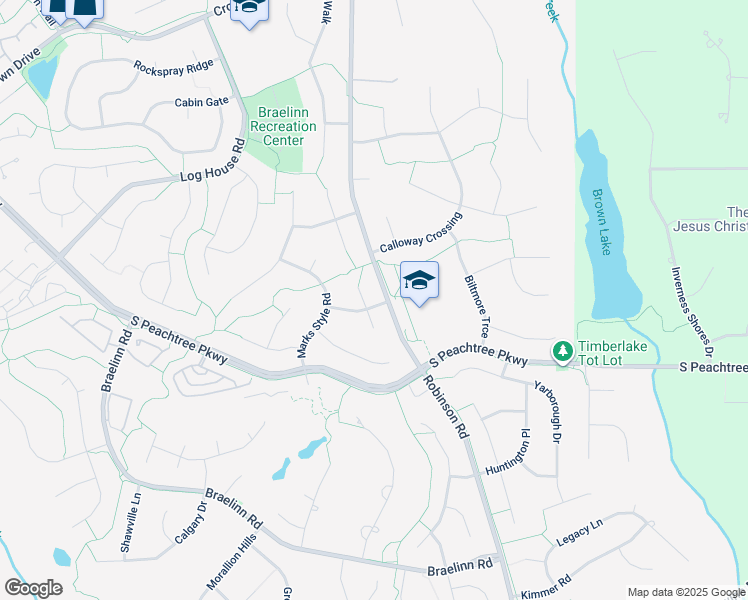 map of restaurants, bars, coffee shops, grocery stores, and more near 307 Korinna Court in Peachtree City