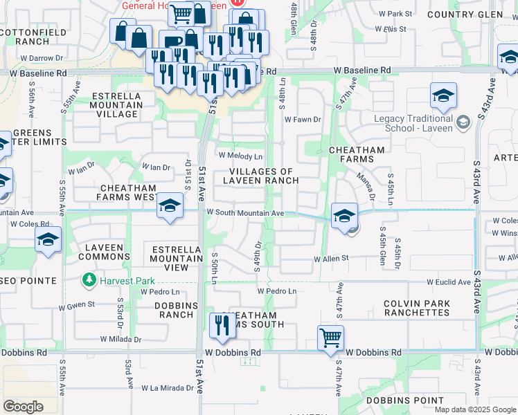 map of restaurants, bars, coffee shops, grocery stores, and more near 4919 W Magdalena Ln in Phoenix