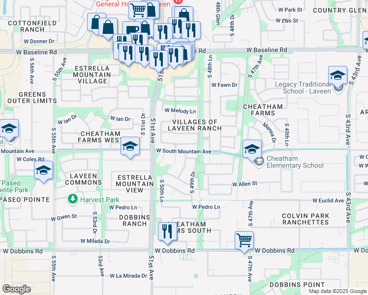 map of restaurants, bars, coffee shops, grocery stores, and more near 4943 West Magdalena Lane in Phoenix