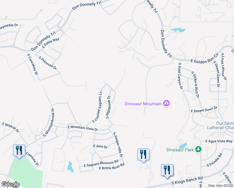 map of restaurants, bars, coffee shops, grocery stores, and more near 4835 South Nighthawk Drive in Gold Canyon