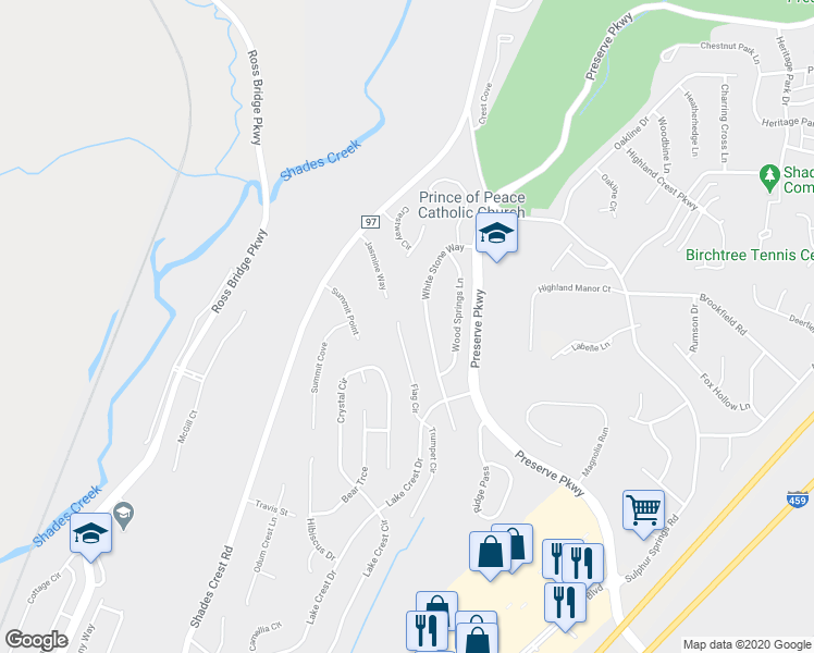 map of restaurants, bars, coffee shops, grocery stores, and more near 608 Flag Circle in Birmingham