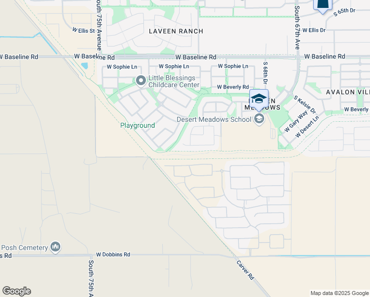 map of restaurants, bars, coffee shops, grocery stores, and more near 7117 West Alicia Drive in Phoenix