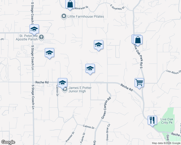 map of restaurants, bars, coffee shops, grocery stores, and more near 1978 Reche Road in Fallbrook