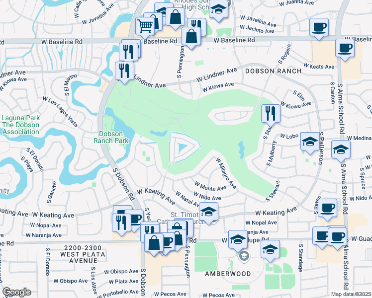 map of restaurants, bars, coffee shops, grocery stores, and more near 2524 South El Paradiso in Mesa