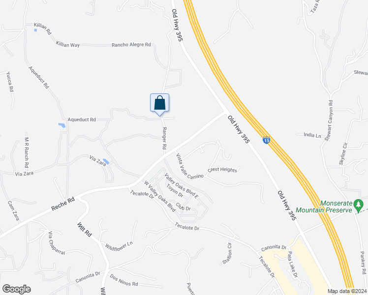 map of restaurants, bars, coffee shops, grocery stores, and more near 4047 Reche Road in Fallbrook