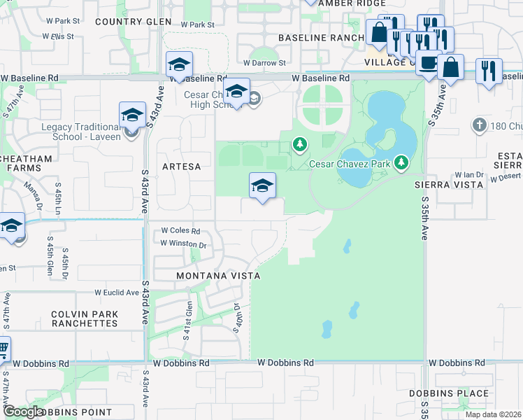 map of restaurants, bars, coffee shops, grocery stores, and more near 3908 West South Mountain Avenue in Phoenix