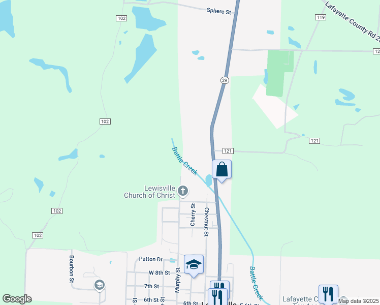 map of restaurants, bars, coffee shops, grocery stores, and more near 119 East 17th Street in Lewisville