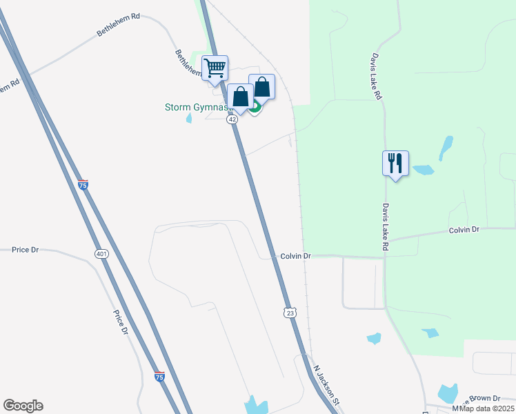 map of restaurants, bars, coffee shops, grocery stores, and more near 2930 U.S. 23 in Locust Grove