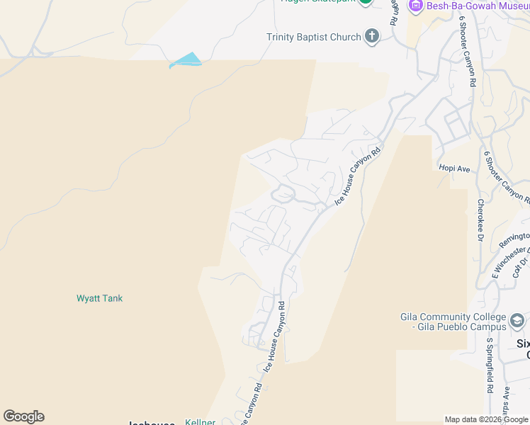 map of restaurants, bars, coffee shops, grocery stores, and more near 7364 Alamo Way in Globe