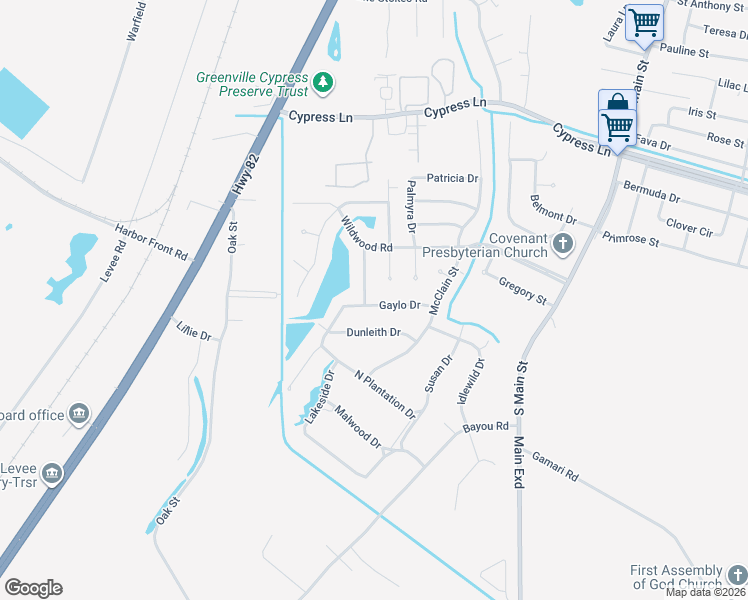 map of restaurants, bars, coffee shops, grocery stores, and more near 542 Dunleith Drive in Greenville