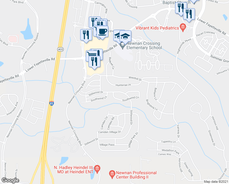map of restaurants, bars, coffee shops, grocery stores, and more near 248 Stillwood Drive in Newnan