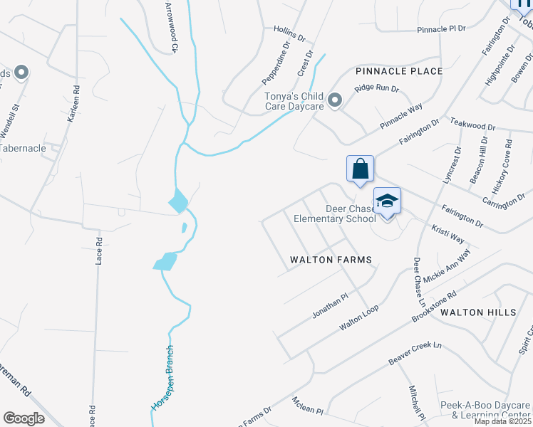map of restaurants, bars, coffee shops, grocery stores, and more near 2127 Kaneck Way in Hephzibah