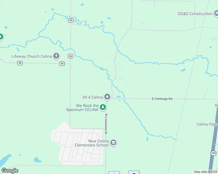 map of restaurants, bars, coffee shops, grocery stores, and more near 3400 North Preston Lake Drive in Celina