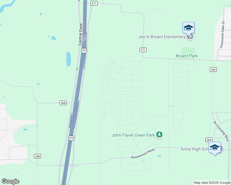map of restaurants, bars, coffee shops, grocery stores, and more near 2320 Chloe Lane in Anna