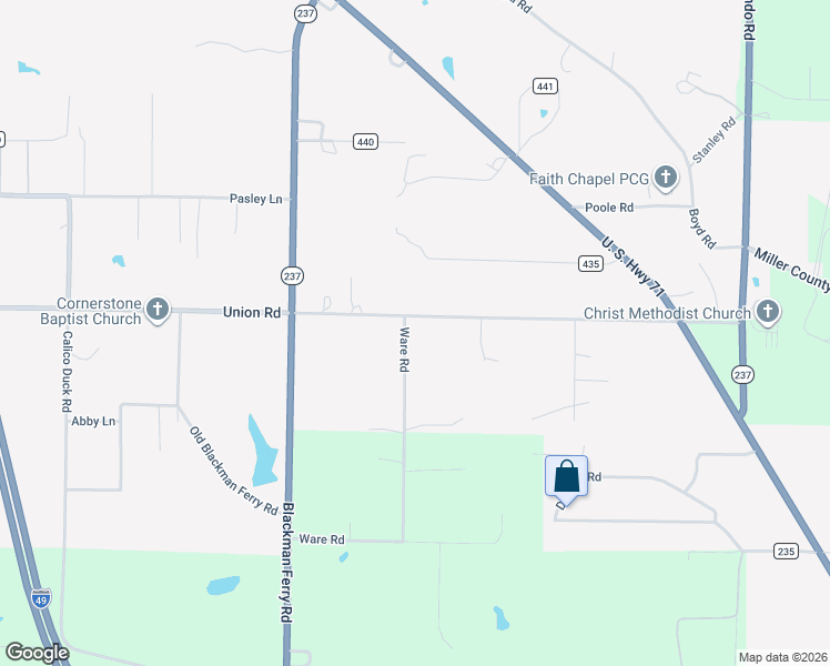 map of restaurants, bars, coffee shops, grocery stores, and more near 4700 Union Road in Texarkana