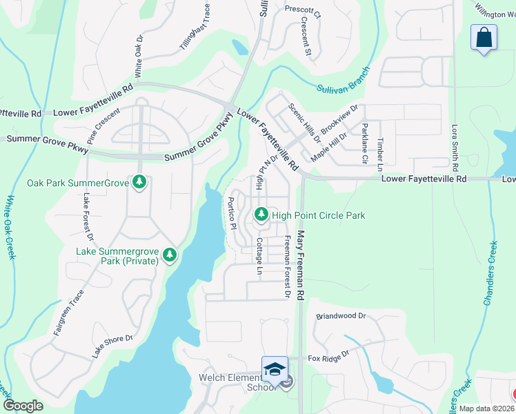 map of restaurants, bars, coffee shops, grocery stores, and more near 105 High Point North in Newnan