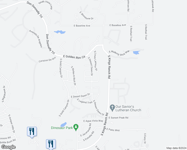 map of restaurants, bars, coffee shops, grocery stores, and more near 4701 South Desert Dawn Drive in Gold Canyon