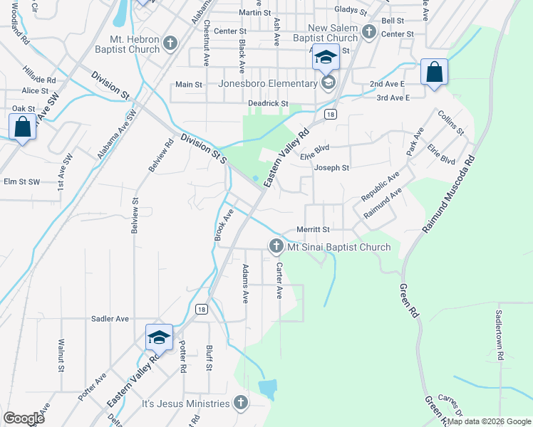 map of restaurants, bars, coffee shops, grocery stores, and more near 3736 Gray Oaks Drive in Bessemer