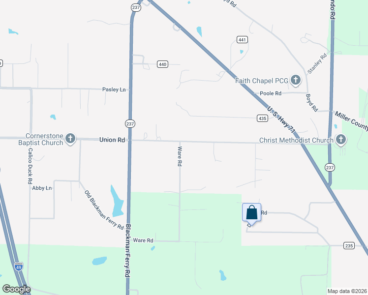 map of restaurants, bars, coffee shops, grocery stores, and more near 4700 Union Road in Texarkana
