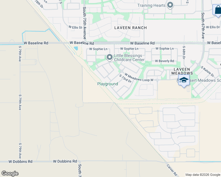 map of restaurants, bars, coffee shops, grocery stores, and more near 8204 South 74th Avenue in Phoenix