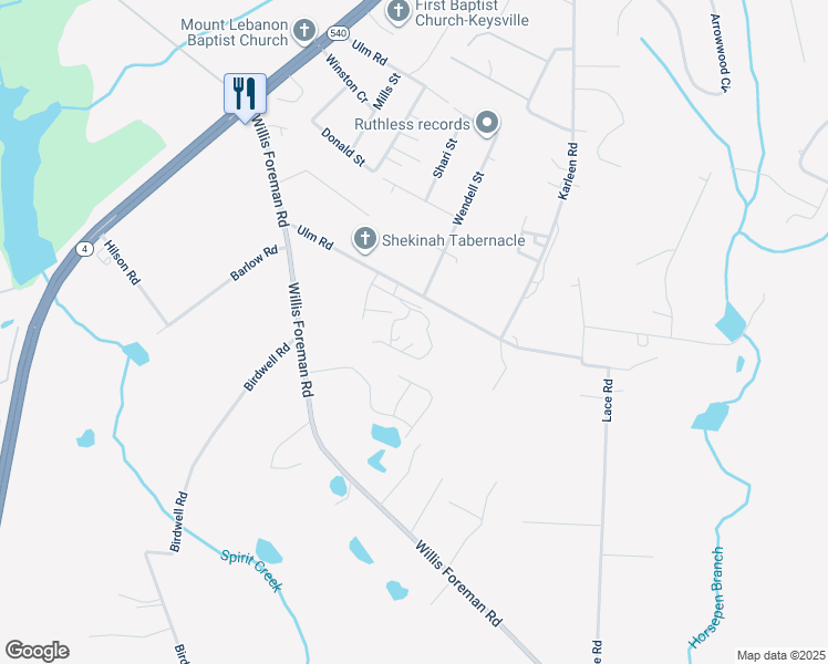 map of restaurants, bars, coffee shops, grocery stores, and more near 2964 Ulm Road in Hephzibah