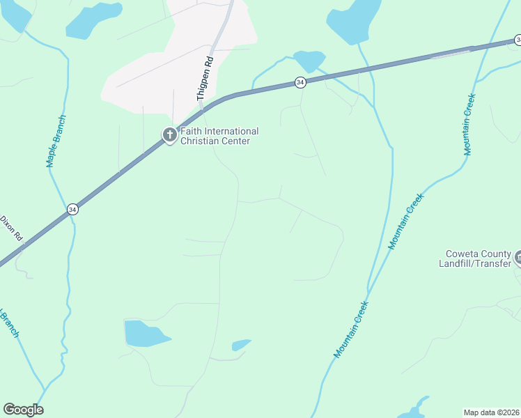 map of restaurants, bars, coffee shops, grocery stores, and more near 39 Sunset Ridge Drive in Newnan