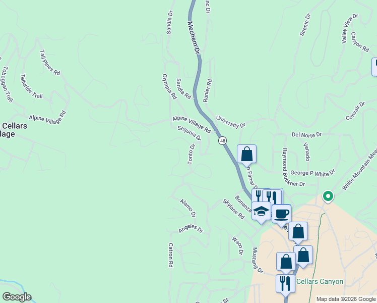 map of restaurants, bars, coffee shops, grocery stores, and more near 100-198 Kaibab Drive in Ruidoso