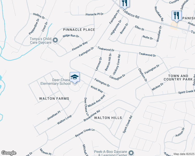 map of restaurants, bars, coffee shops, grocery stores, and more near 3804 Fairington Drive in Hephzibah