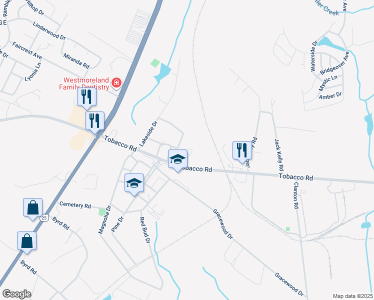 map of restaurants, bars, coffee shops, grocery stores, and more near 2027 Tobacco Road in Augusta