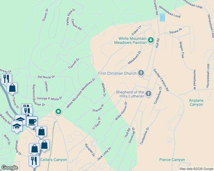 map of restaurants, bars, coffee shops, grocery stores, and more near 102 Marble Court in Ruidoso