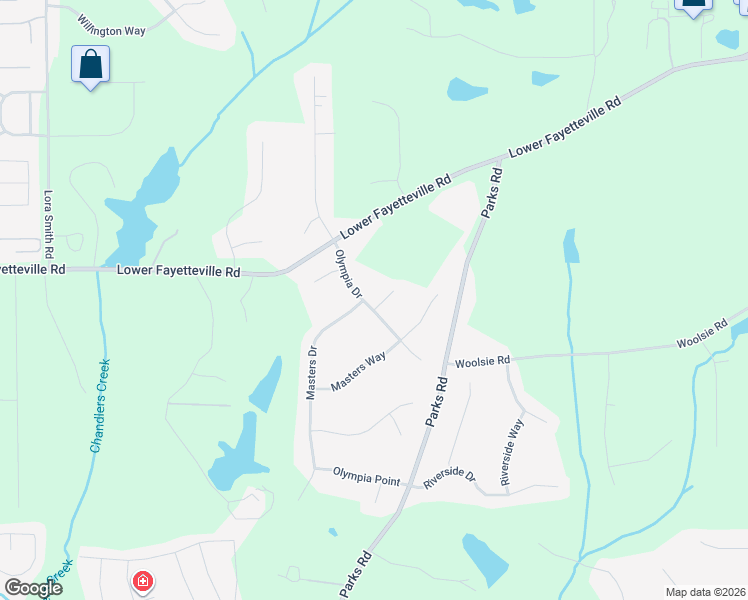 map of restaurants, bars, coffee shops, grocery stores, and more near 86 Olympia Drive in Newnan