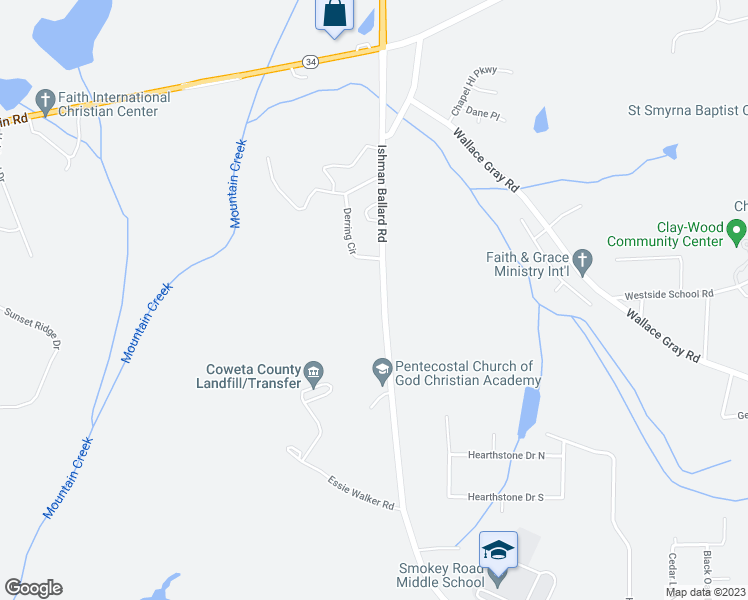 map of restaurants, bars, coffee shops, grocery stores, and more near 351 Ishman Ballard Road in Newnan