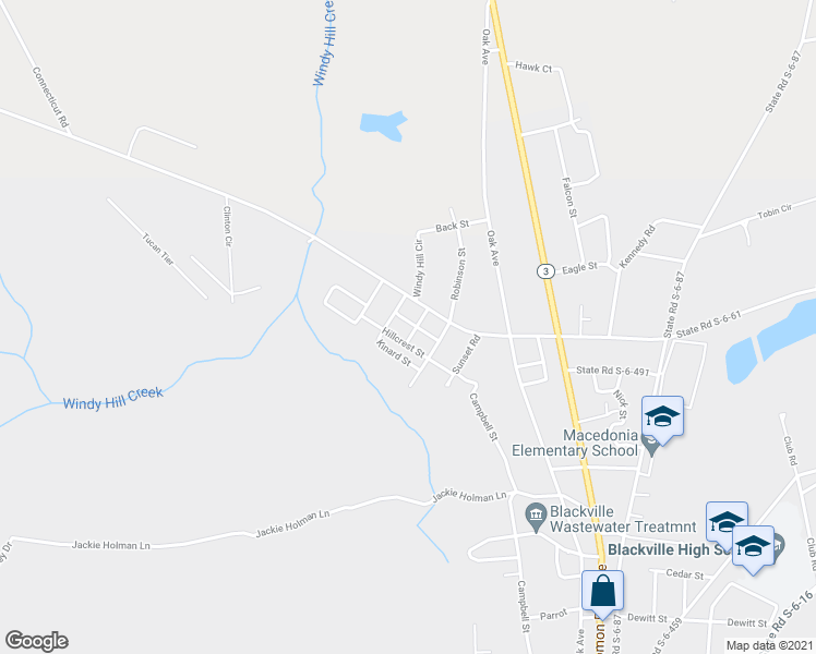map of restaurants, bars, coffee shops, grocery stores, and more near 43 State Road S-6-928 in Blackville