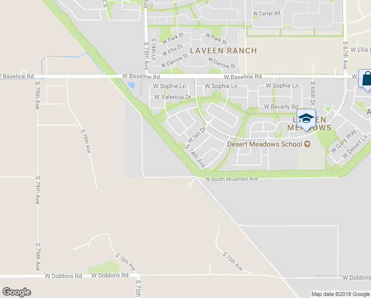 map of restaurants, bars, coffee shops, grocery stores, and more near 8204 South 74th Avenue in Phoenix