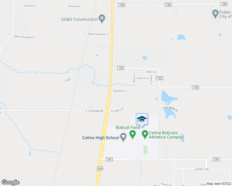map of restaurants, bars, coffee shops, grocery stores, and more near 1005 Rountree Court in Celina