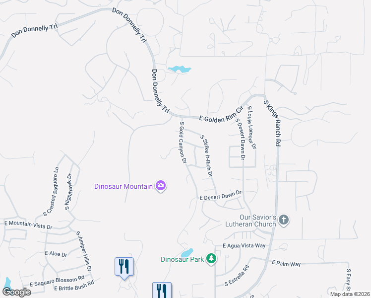 map of restaurants, bars, coffee shops, grocery stores, and more near 9723 East Skyview Place in Gold Canyon