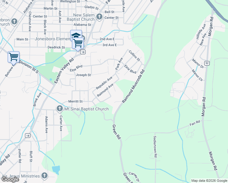map of restaurants, bars, coffee shops, grocery stores, and more near 320 Meeks Street in Bessemer