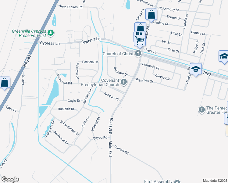 map of restaurants, bars, coffee shops, grocery stores, and more near 205 Wildwood Road in Greenville