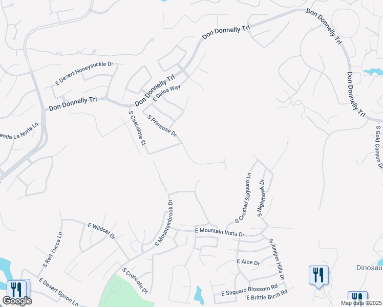 map of restaurants, bars, coffee shops, grocery stores, and more near 4675 South Primrose Drive in Gold Canyon