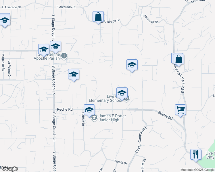 map of restaurants, bars, coffee shops, grocery stores, and more near 1808 Fallbrook Oaks Court in Fallbrook