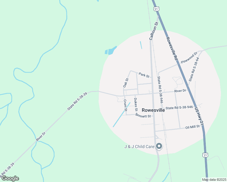 map of restaurants, bars, coffee shops, grocery stores, and more near 730 River Dr in Rowesville