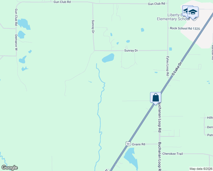map of restaurants, bars, coffee shops, grocery stores, and more near Stroupe Road in Texarkana