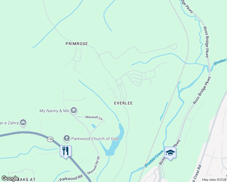 map of restaurants, bars, coffee shops, grocery stores, and more near 156 Maxwell Circle in Bessemer