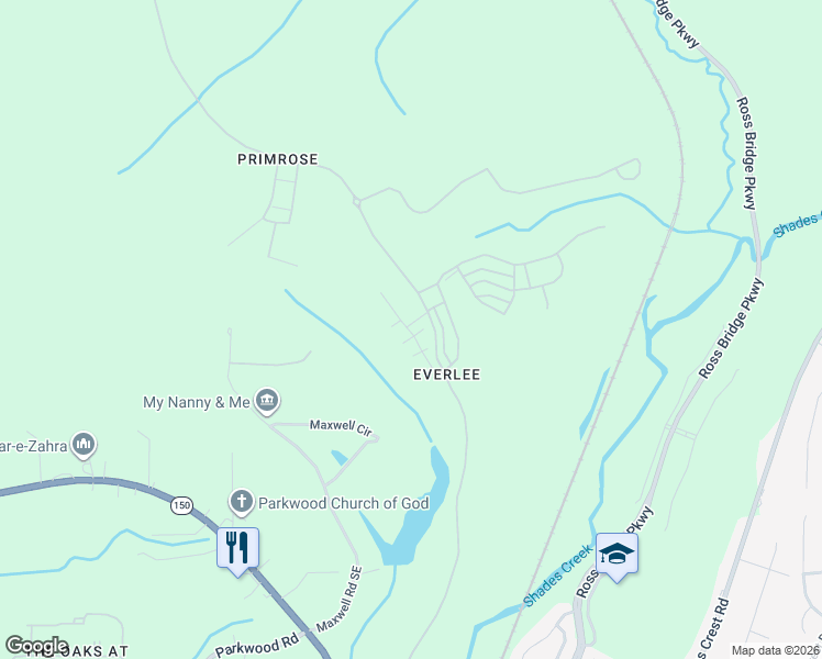 map of restaurants, bars, coffee shops, grocery stores, and more near 156 Maxwell Circle in Bessemer