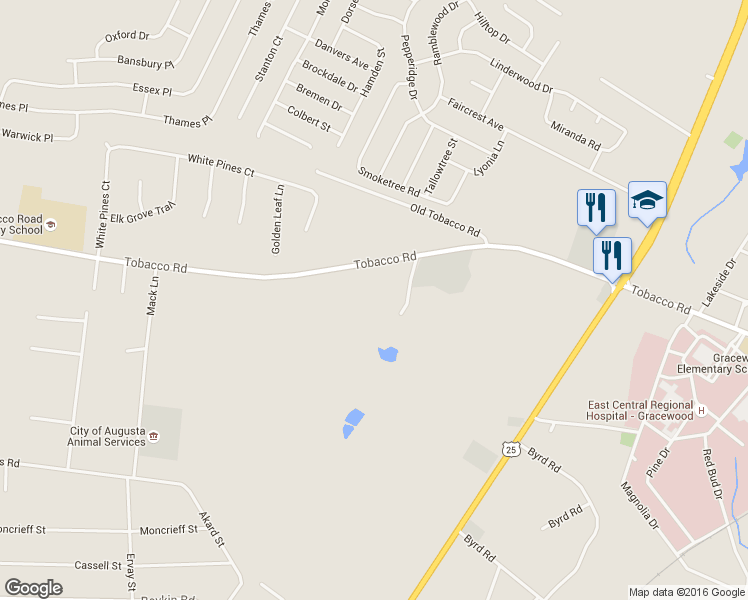 map of restaurants, bars, coffee shops, grocery stores, and more near 2324 Tobacco Road in Augusta